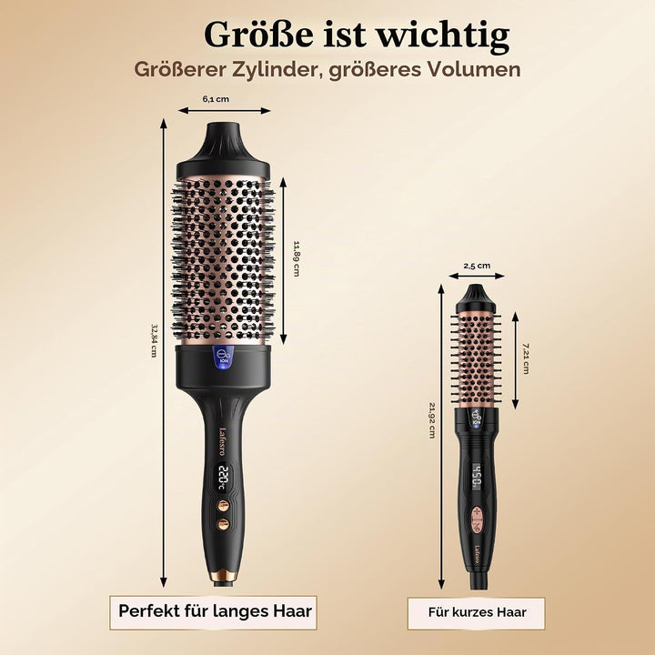 Thermobürste 60mm, Thermal Brush, beheizte Rundbürste, Lockenbürste | Extra grosser Barrel für volum
