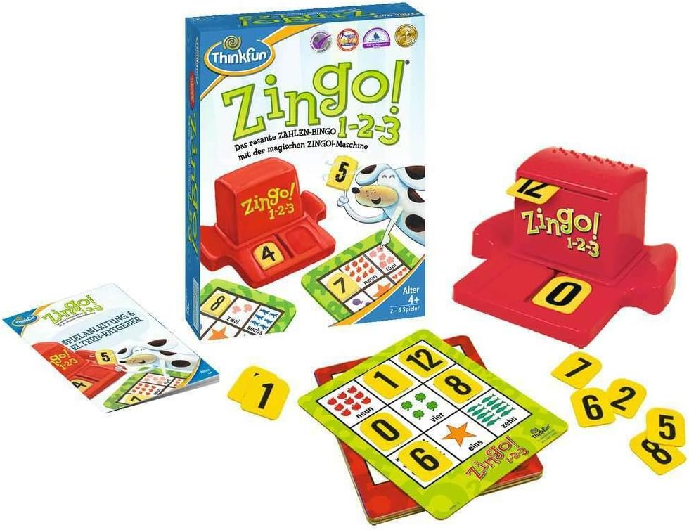 ThinkFun 76352 - Zingo® 1-2-3 - Das rasante Zahlen-Bingo ab 4 Jahren