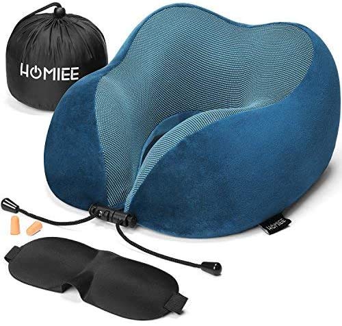 HOMIEE Reise Nackenkissen, Orthopädisches Nackenkissen Schlafen Memory Foam Stoff Ergonomisches Nack