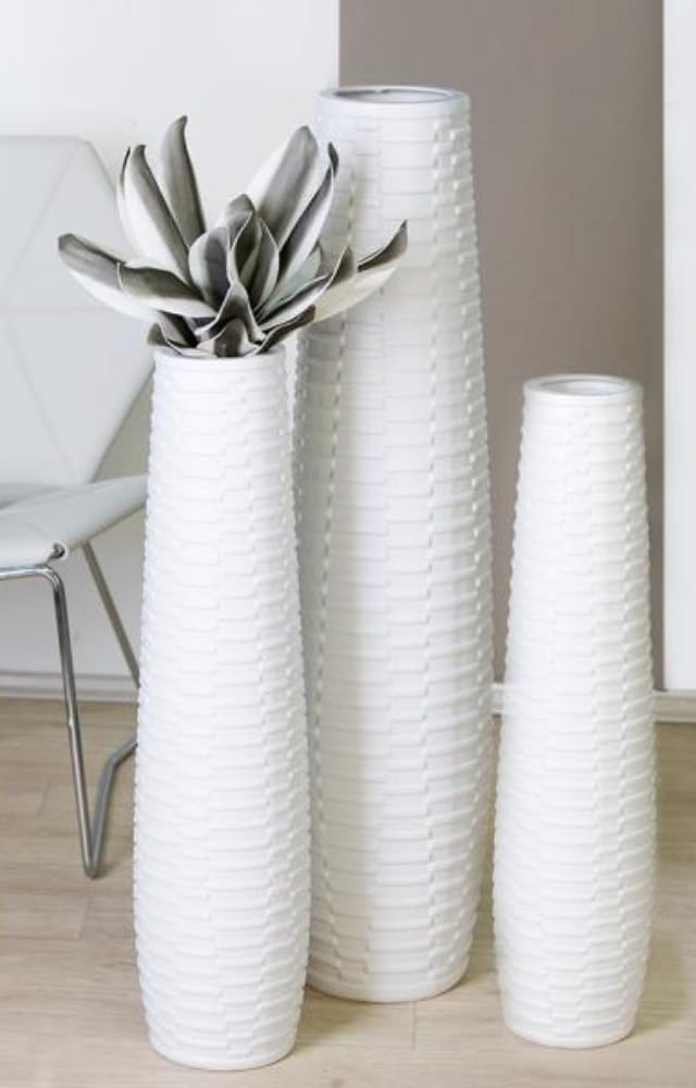 Casablanca Vase Catania Ker.weiss,H.59/D.16cm Höhe 57 cm Weiss, Höhe 57 cm Weiss