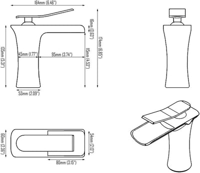 Beelee Elegant Chorm Wasserhahn Einhebel Wasserfall Armatur Mischbatterie Einhebelmischer Waschtisch