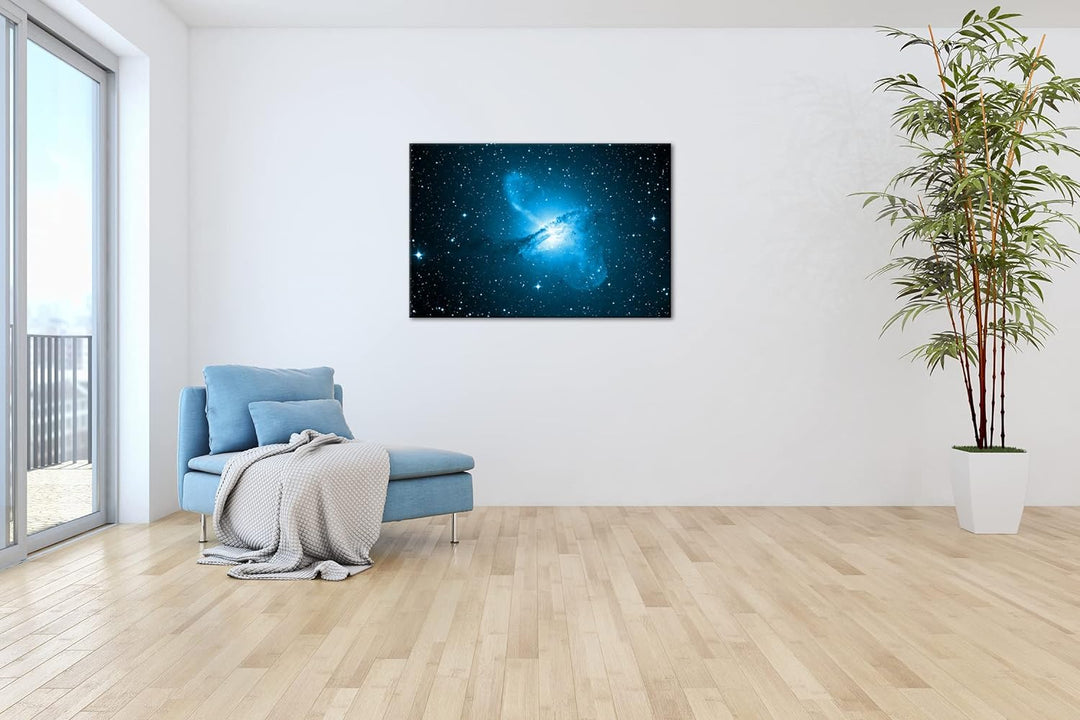 deyoli Dark gigantische Galaxie Format 80x60 Effekt: Monocrome Blau als Leinwandbild, Motiv fertig g
