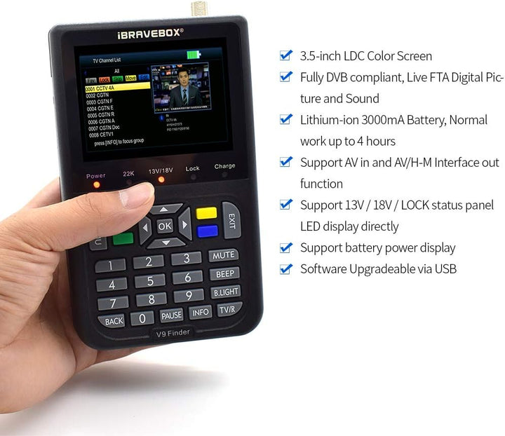 Satelliten Finder, VISLONE V9 Satelitenfinder Meter Digital Sat Messgeräte, Satellitensucher 3,5-Zol