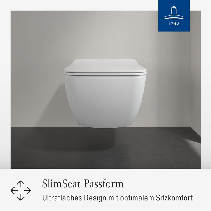 Villeroy & Boch Venticello WC-Sitz SlimSeat - Toilettendeckel mit Absenkautomatik - Abnehmbarer, bru