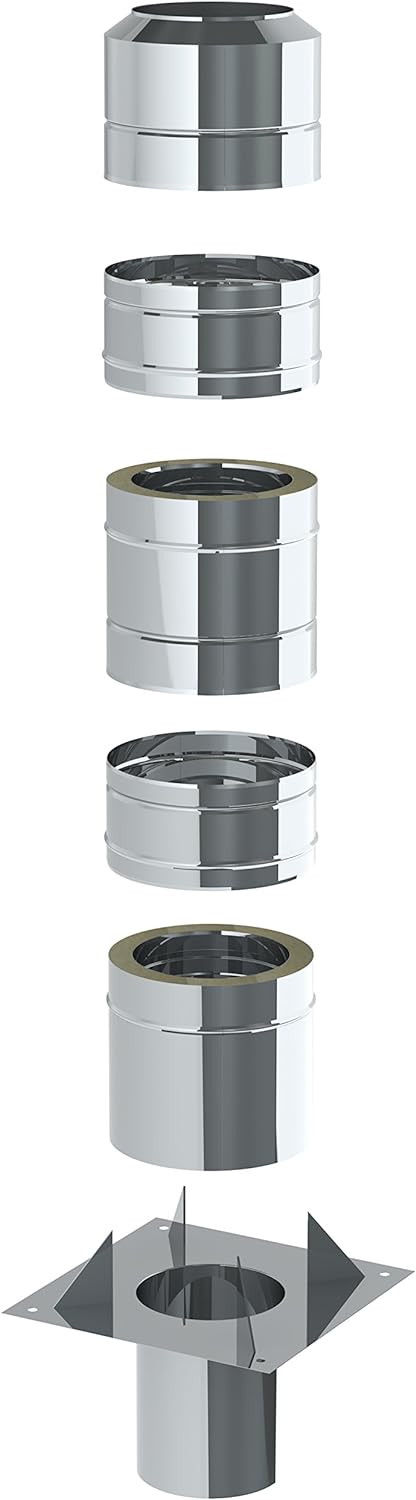 Schornsteinerhöhung/Kaminerhöhung um 500mm wirksame Verlängerung, DW doppelwandig, Wandstärke 0,5mm;
