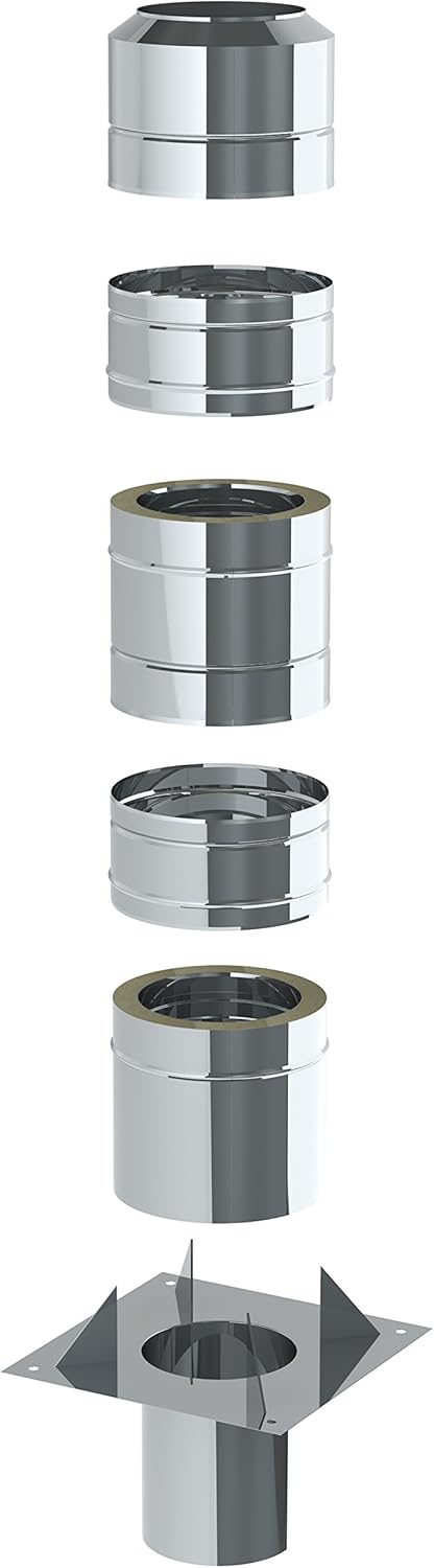 Schornsteinerhöhung/Kaminerhöhung 1000mm wirksame Verlängerung, DW doppelwandig, Wandstärke 0,5mm; 2