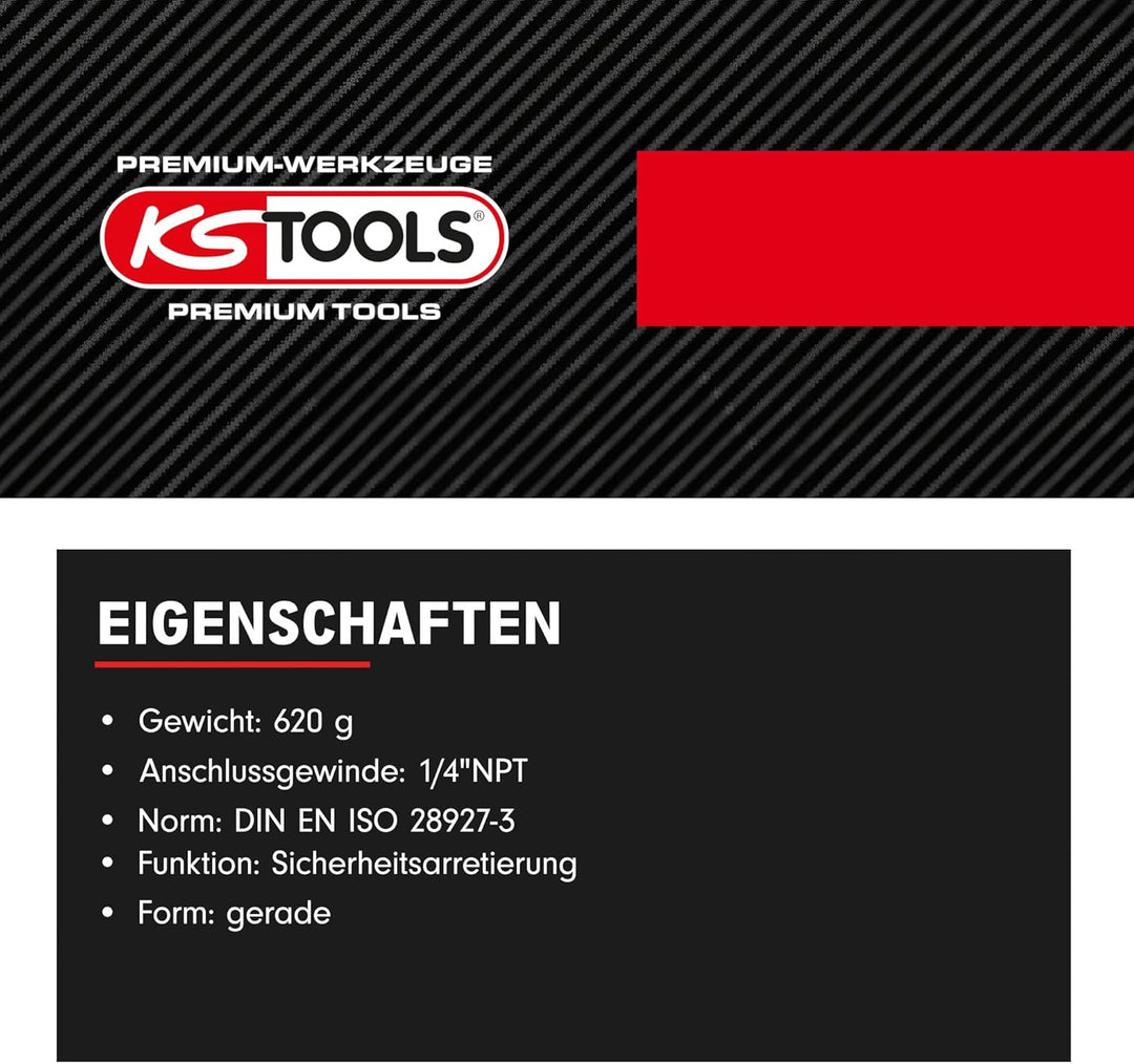 KS Tools Stabschleifer Druckluft 515.5410 6mm I Geradschleifer mit Drehzahl-Regulierung I Für HM-Frä