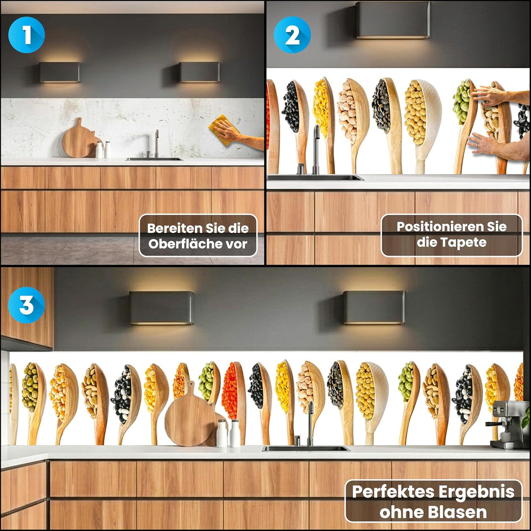 DIMEX Küchenrückwand Folie selbstklebend LÖFFEL | Klebefolie - Dekofolie - Spritzschutz für Küche |