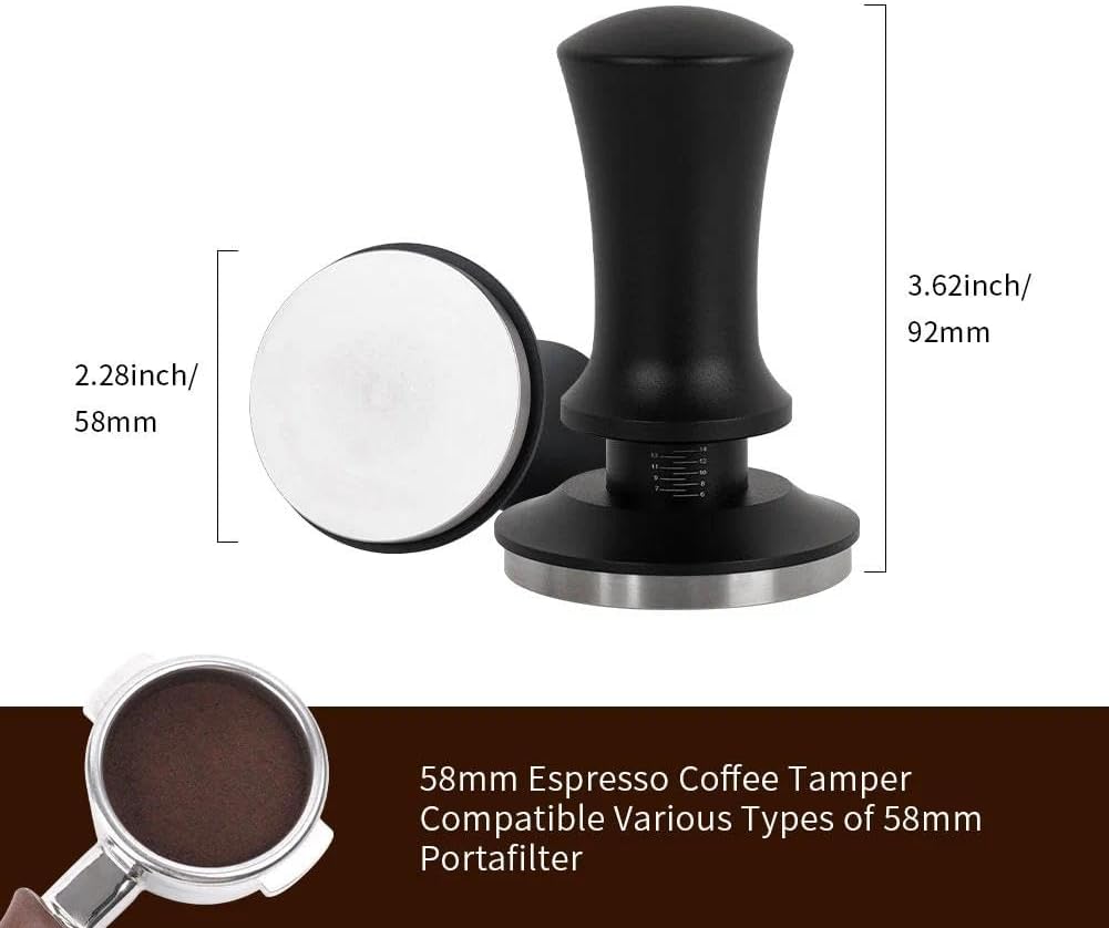 watchget 58 mm Espresso-Kaffee-Stampfer, federbelasteter Stampfer, Edelstahl, Barista, Espresso, Tam