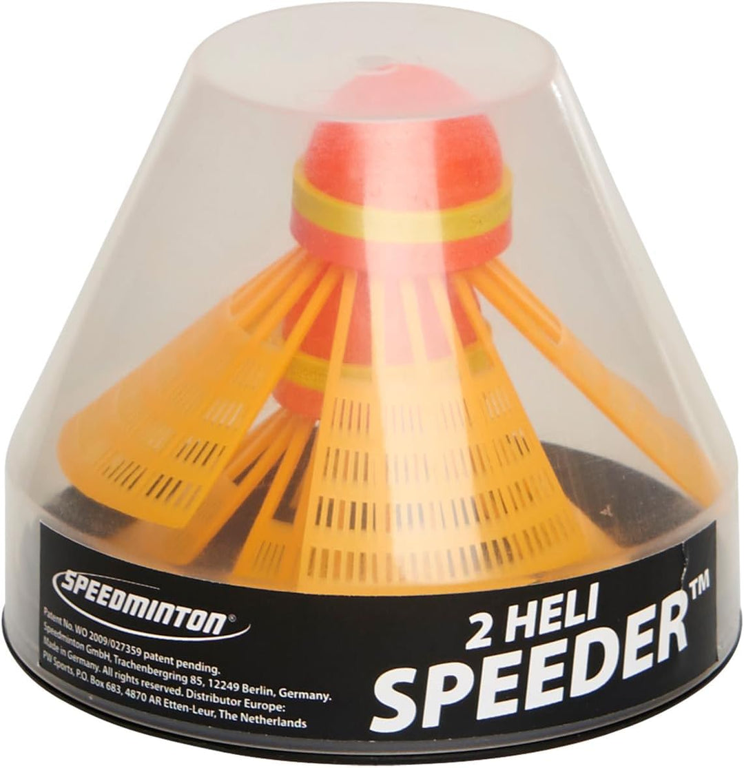 Speedminton FUN Set - Alternative zu Beachball/Federball inkl. 2 HELI Speeder für Strand, Park, Gart