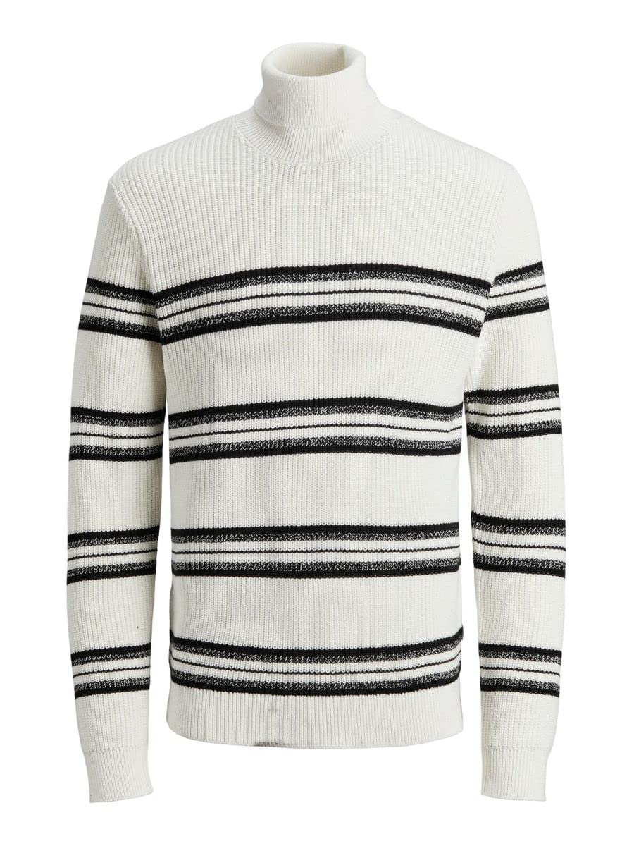 JACK&JONES Men's JCOPOWER Knit ROLL Neck BF Pullover, Cloud Dancer, L