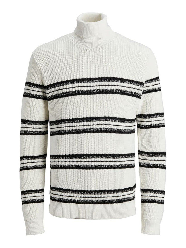 JACK&JONES Men's JCOPOWER Knit ROLL Neck BF Pullover, Cloud Dancer, L