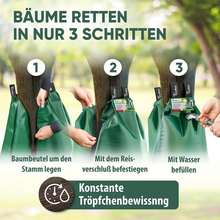 Wassersack für Bäume 10 x 75L – UV-stabiler Baumbewässerungssack aus PE – Effektiver Bewässerungssac