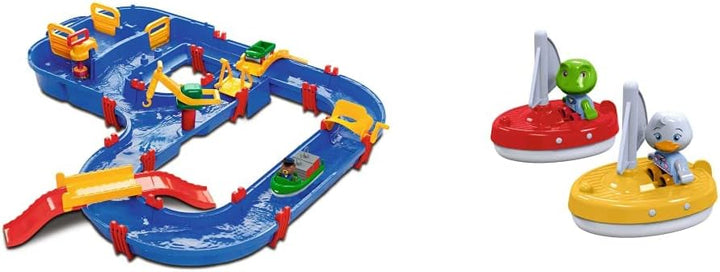 AquaPlay - MegaBridge - Wasserbahnset mit 3 Spielstationen und 49 Teilen, inklusive BO der Bär, Amph
