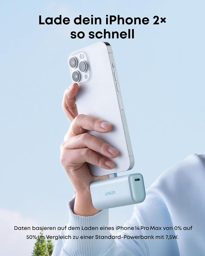 Anker 621 Powerbank mit integriertem Lightning-Stecker, 5.000 mAh MFi-zertifizierter 12W externer Ha