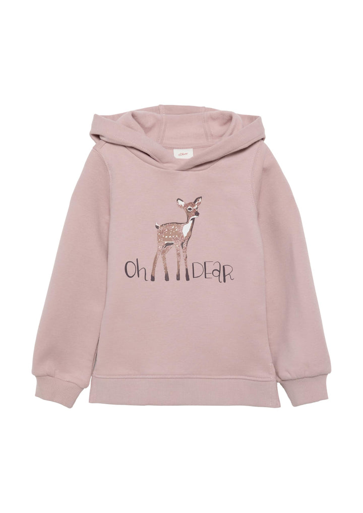 s.Oliver Wärmendes Kapuzen-Sweatshirt mit Glitzerprint 104-110 Zartrosa, 104-110 Zartrosa