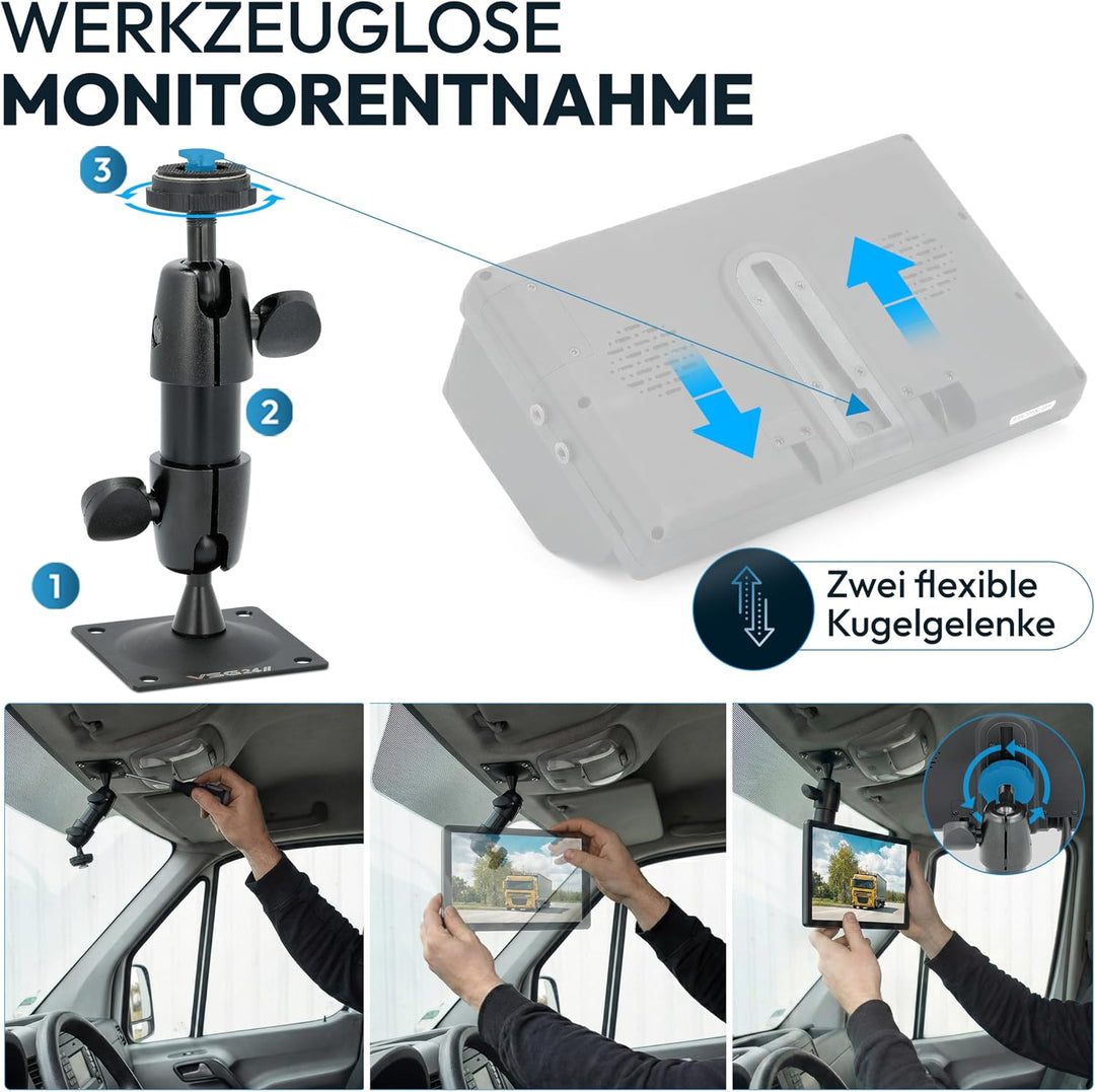 VSG24 Flex ONE Monitorhalterung für Rückfahrmonitor 5–10 Zoll – stabile Halterung für Wohnmobil, Tra
