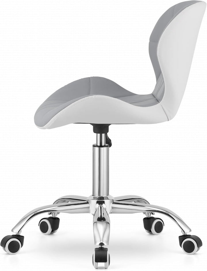 NMK HOME Drehstuhl mit Rollen - Höhenverstellbar Polsterstuhl - Home Office Samt Stuhl mit Geometris