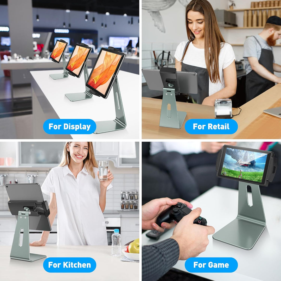 AboveTEK Verstellbarer Aluminium-Tablet-Ständer, 360° drehbarer Display-Halter für 7–12,9 Zoll iPad