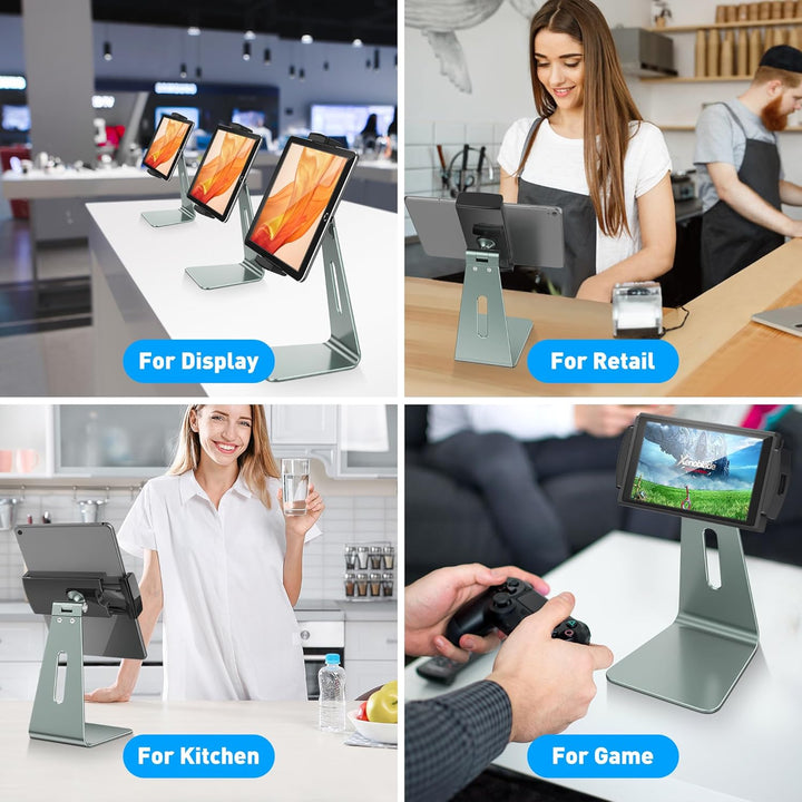 AboveTEK Verstellbarer Aluminium-Tablet-Ständer, 360° drehbarer Display-Halter für 7–12,9 Zoll iPad