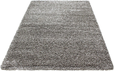 HomebyHome Teppich Wohnzimmer Shaggy Hochflor Taupe 80 cm Rund Einfarbig Design - Flauschiger Teppic