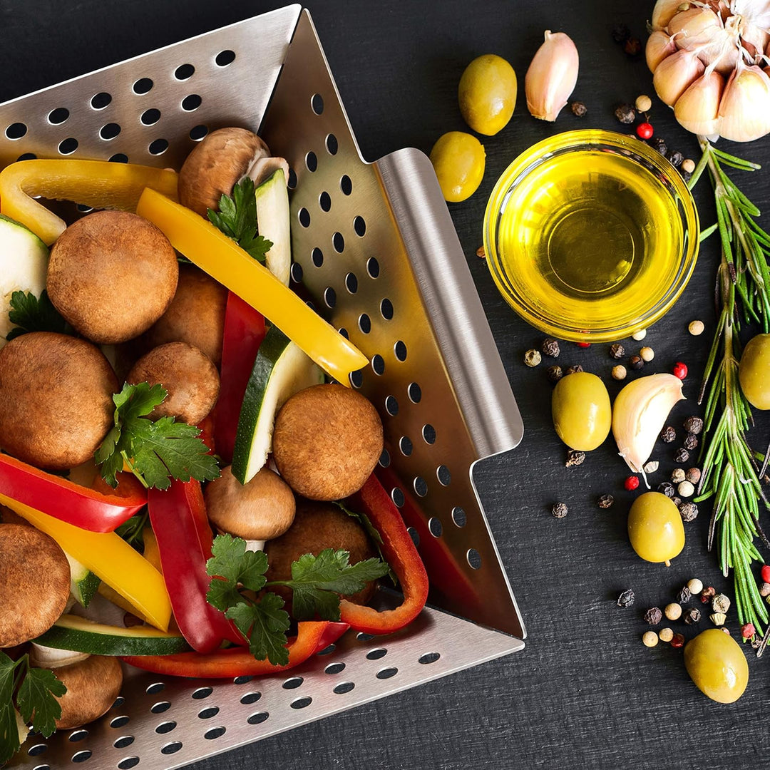 Blumtal Grillschale aus 100% Edelstahl - perfekt für Grillgemüse, Grillkorb geeignet für alle Grilla