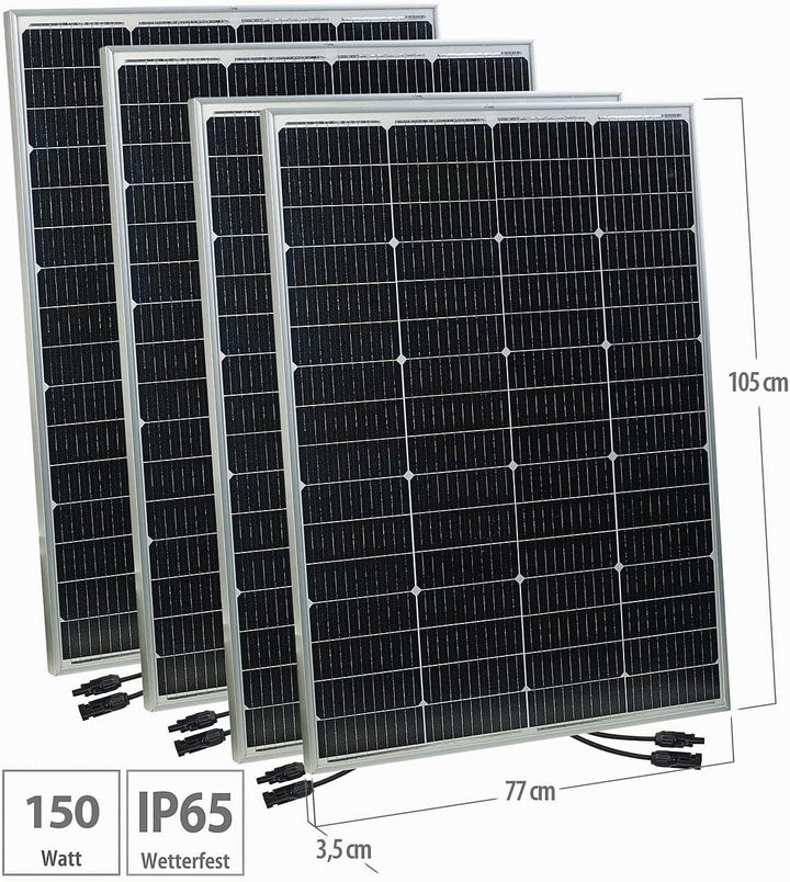 revolt Mobile Solarzelle: 4er-Set mobile monokristalline Solarpanels, 36 V, 150 W, MC4-komp. (Solarp
