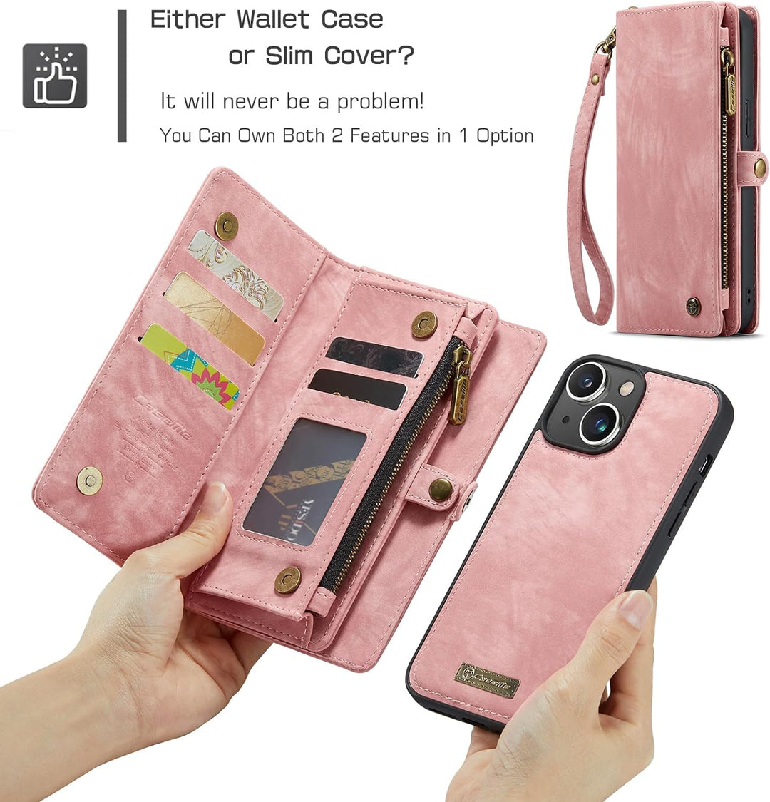 UFinetech für iPhone 15 Plus Hülle, Flip Leder TPU Stossfeste Kartenfach Tasche Handyhülle für iPhon