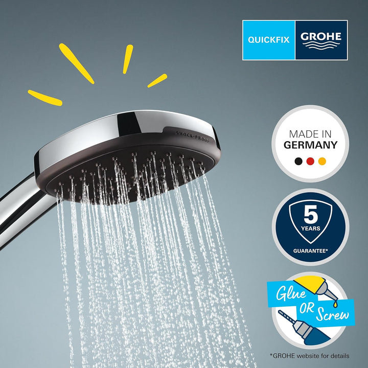 GROHE Vitalio 110, Duschkopf mit Schlauch und Halterung, wassersparend, 8l pro Min (Handbrause 2 Str