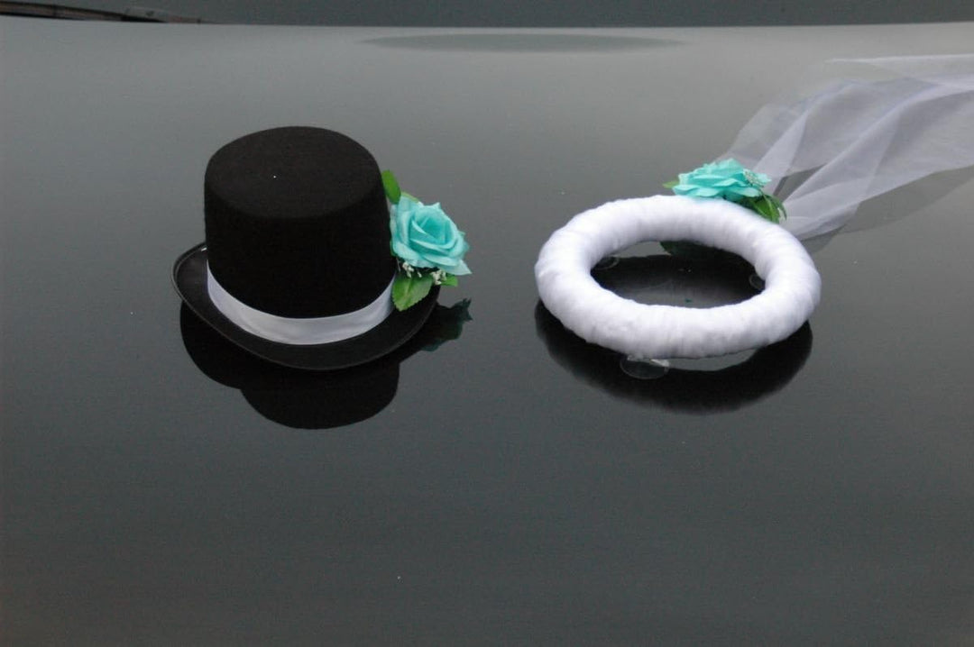 Schleier UND Hut Autoschmuck Rose Car Dekoration Hochzeit Wedding ®Auto-schmuck (Turkish), Turkish