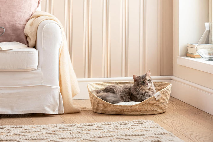 Dehner Premium Lovely Kuschelbett Tiefer Schlaf, Hundebett/Katzenbett, 54 x 43 x 18 cm, Naturmateria