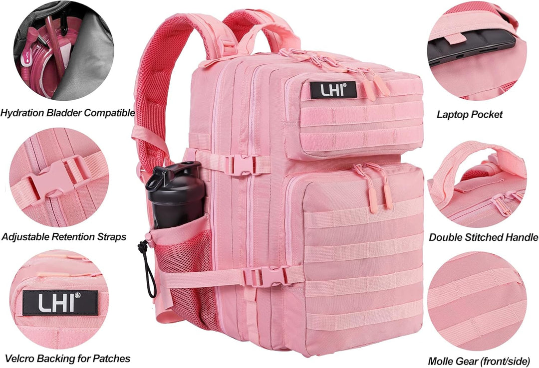 LHI Militärstil Taktischer Rucksack 45L mit MOLLE-System – Wasserdicht für Wandern, Survival, Campin