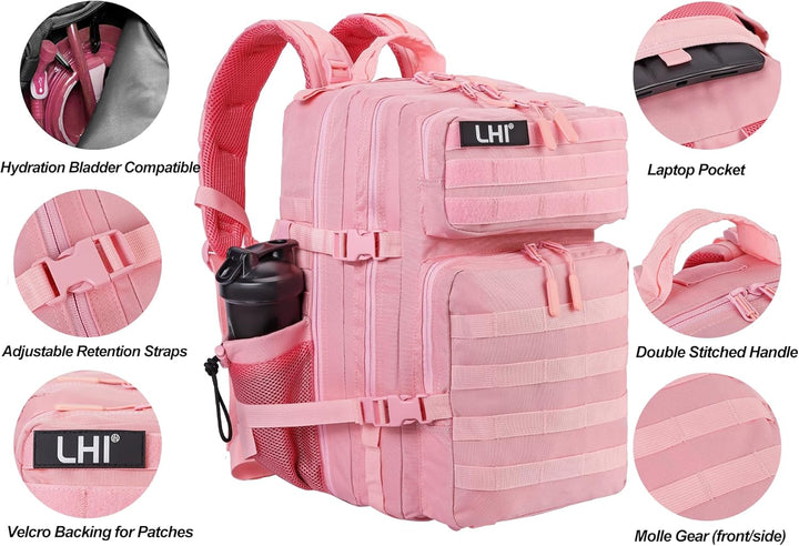 LHI Militärstil Taktischer Rucksack 45L mit MOLLE-System – Wasserdicht für Wandern, Survival, Campin