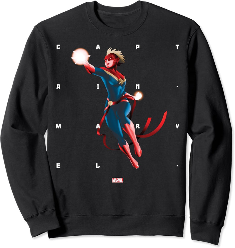Marvel Captain Marvel Halftone Word Stack Portrait Sweatshirt