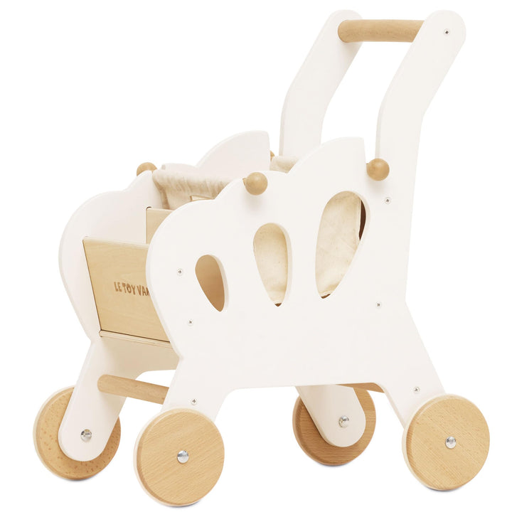 Le Toy Van – Honeybake Einkaufswagen aus Holz mit abnehmbarer Tasche | Supermarkt-Rollenspiel Lebens