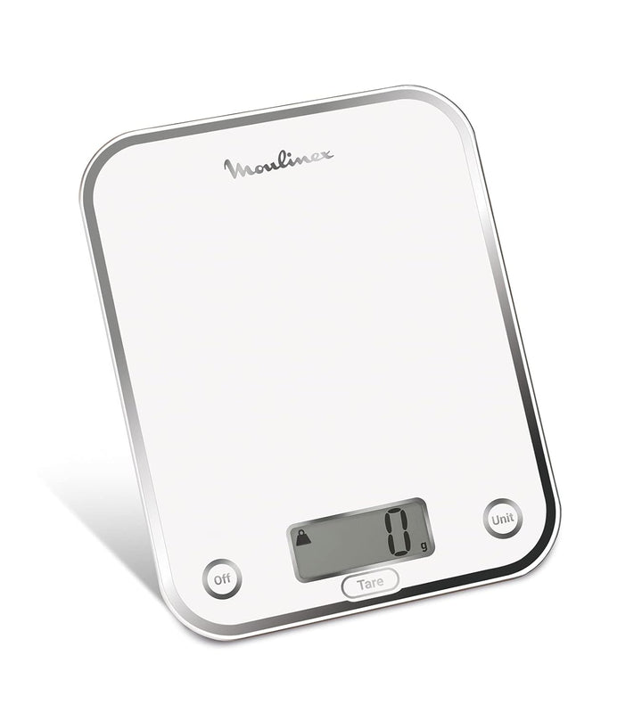Moulinex BN5000 Optiss Küchenwaage, gehärtetes Glas, Flüssigfunktion, Weiss