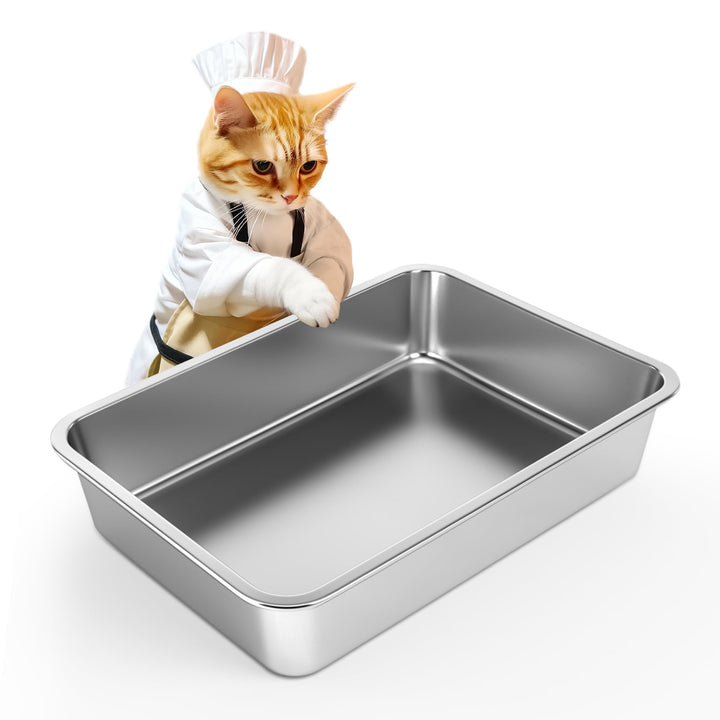 IKITCHEN Katzentoilette aus Edelstahl, grosse Metall-Katzentoilette für Katzen, Katzentoilette nimmt