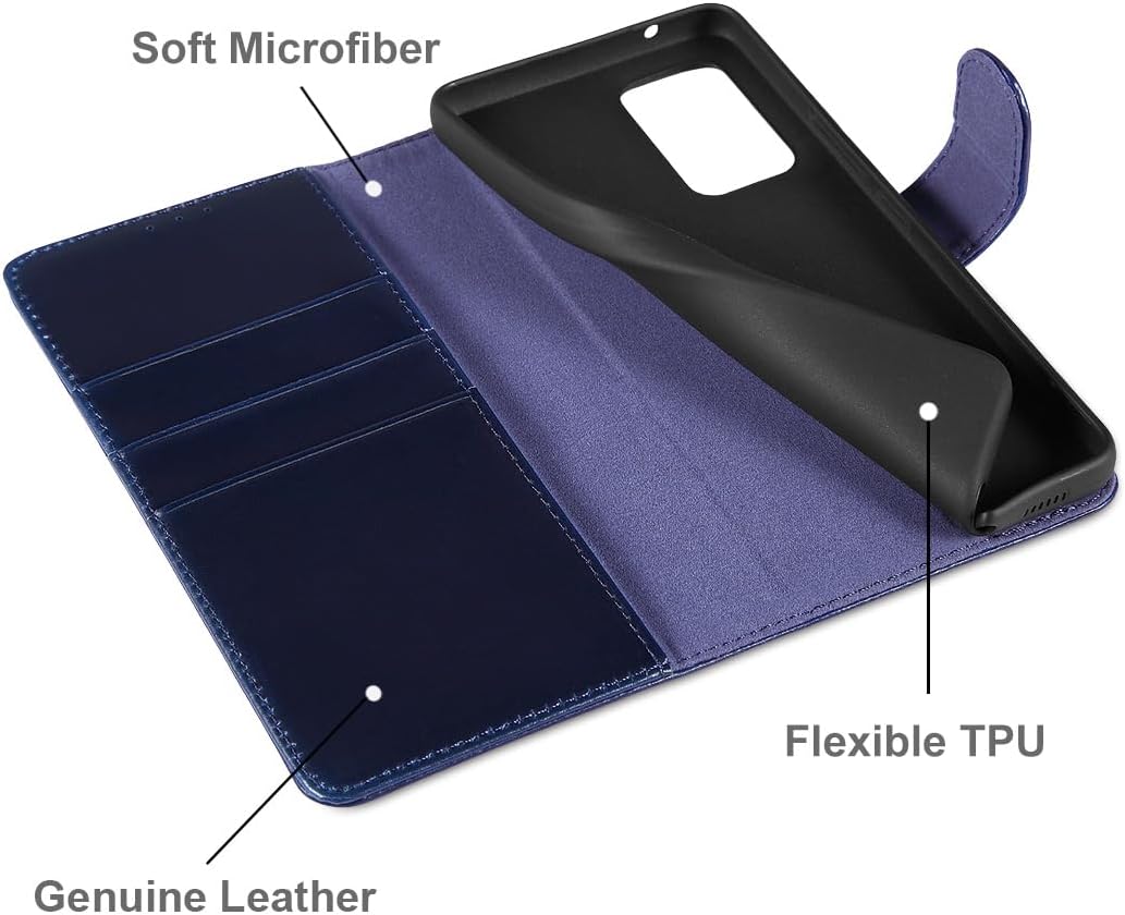 LENSUN Hülle für Samsung Galaxy A53 Echtleder, Handyhülle [Echtes Leder][Standfunktion][RFID Schutz