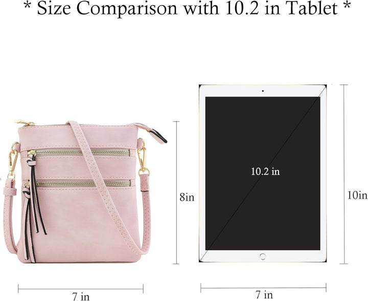 Isabelle Funktionale Umhängetasche mit Mehreren Taschen Functional Multi Pocket Cross Body Bag Blush
