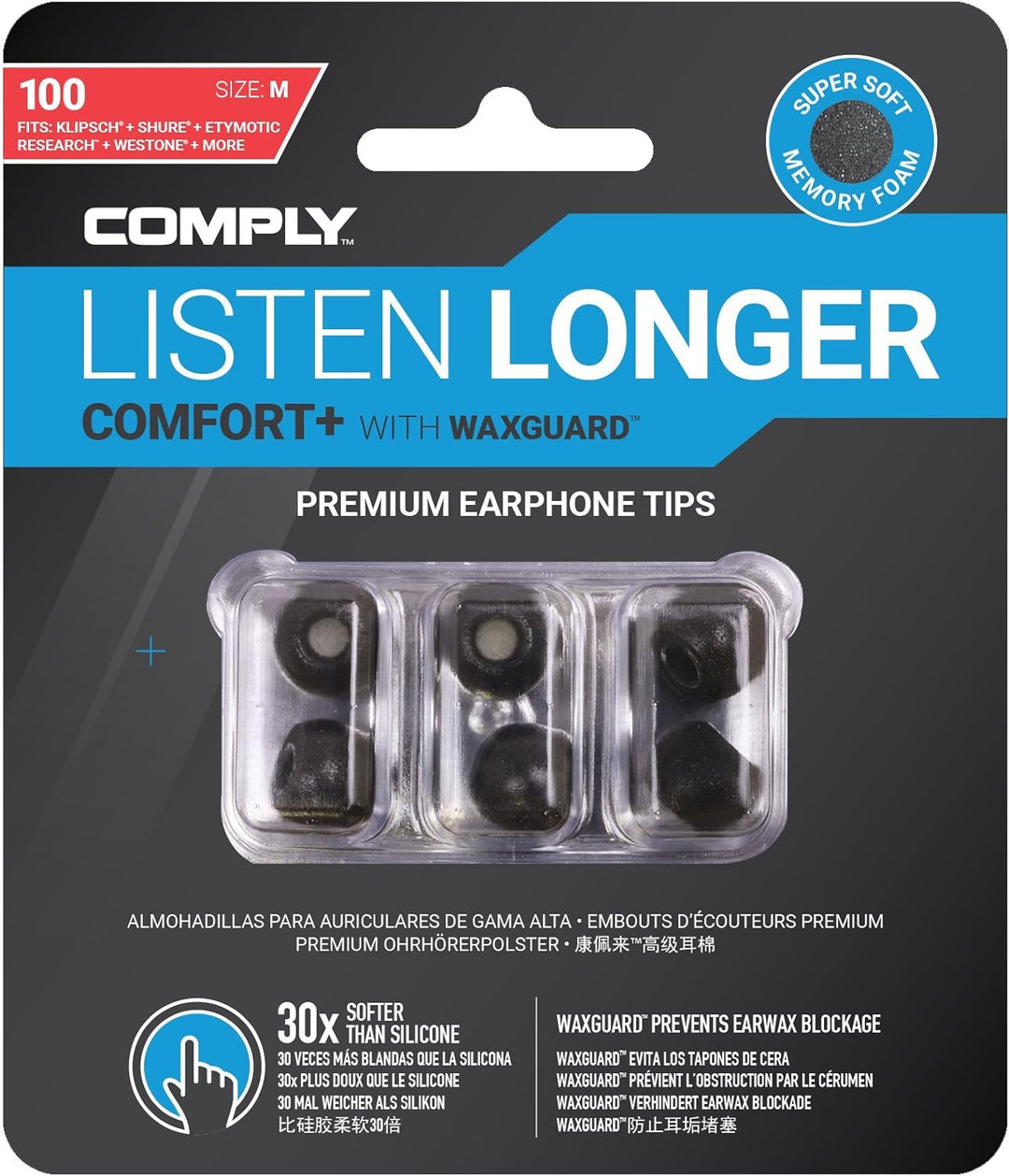 Comply Tsx-100 Comfort Plus 3 Ohradapter - Grösse L (Gross) - Schwarz Tsx-100 Grösse L (Gross), Tsx-