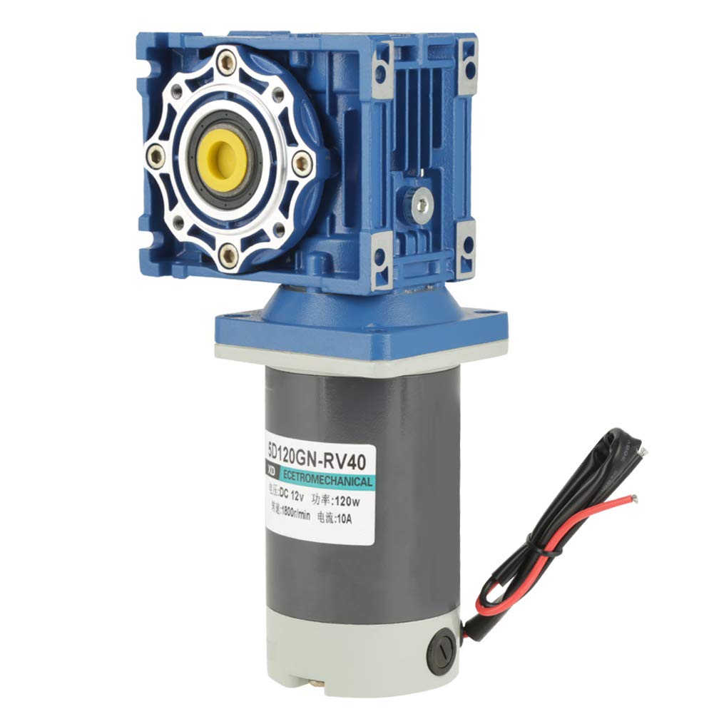 Oumefar 12V / 24V DC Getriebemotor, 24V Sschneckengetriebemotor 120W RV40 Schneckengetriebemotor Dre