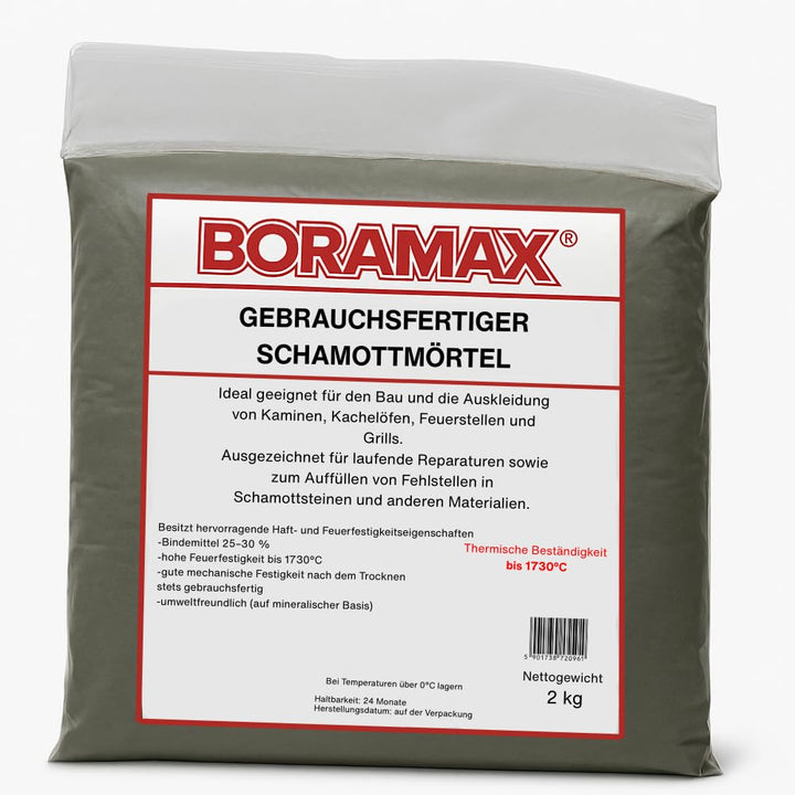 Schamottemörtel 2kg fertig gemischt 1730°C – Feuerfester Mörtel für Kamin, Grill & Ofen – Hitzebestä