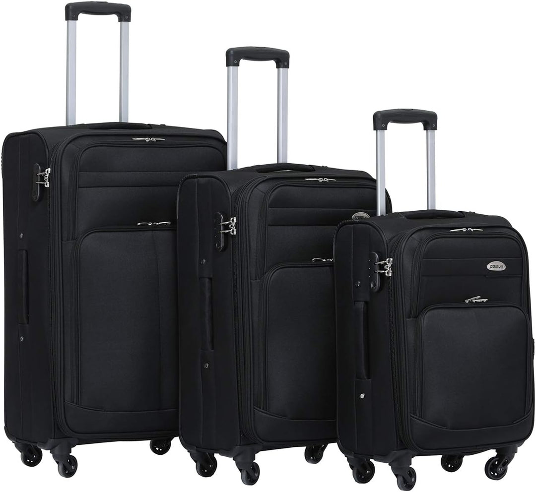 BEIBYE 4 Rollen Reisekoffer 3tlg.Stoffkoffer Handgepäck Kindergepäck Gepäck Koffer Trolley Set-XL-L-