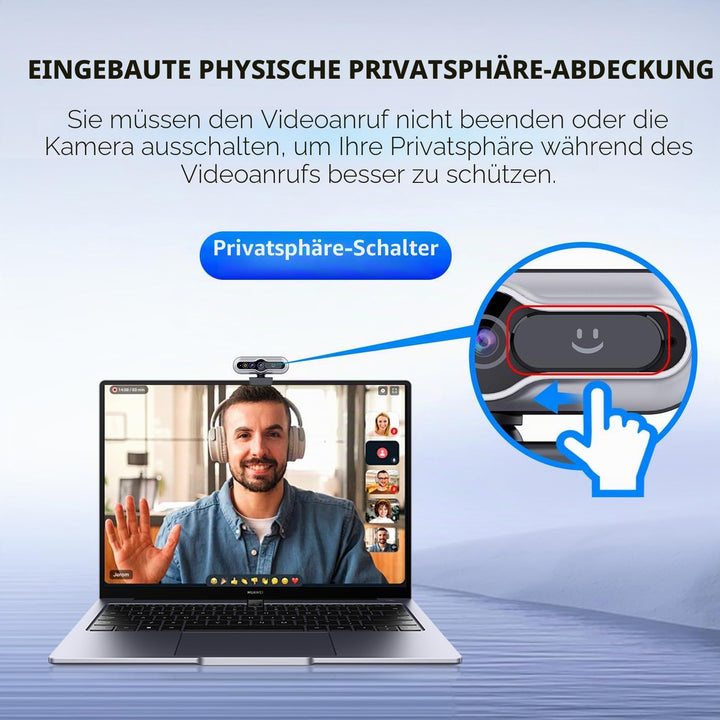 TOALLIN 2K QHD-Webcam mit Windows Hello, Gesichtserkennungs-Webcam, 5 Millionen Pixel, Computerkamer