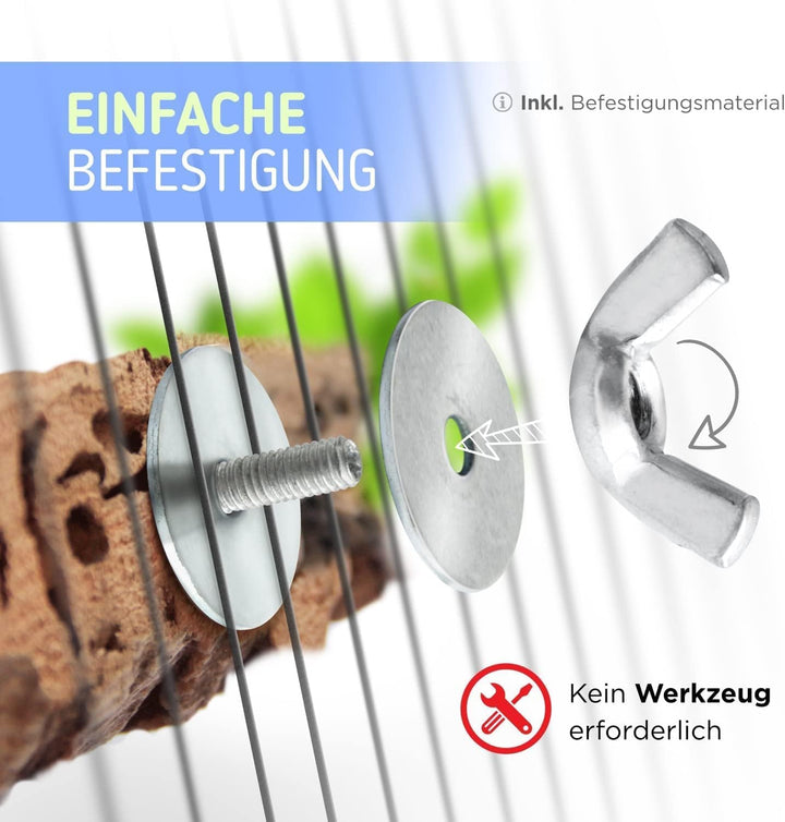 Vogelgaleria® 4 x Kork-Pickstein für Vögel. Die leckere Alternative zum Kalkstein oder Sepia-Schale,
