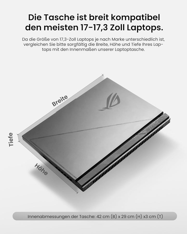 tomtoc 17,3 Zoll Laptop Tasche Schultertasche Umhängetasche für 2023 ASUS ROG Strix Scar 18 G834JY-X