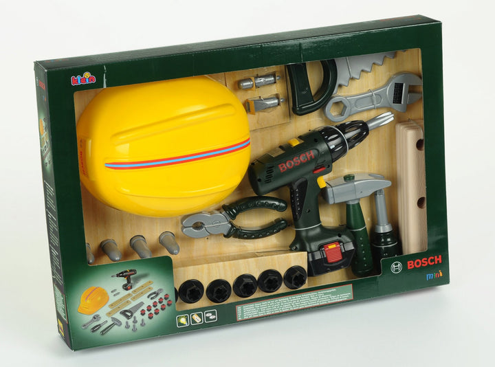 Theo Klein 8418 Bosch Handwerker-Set, 37-teilig I Kinder-Akkuschrauber mit Licht & Sound I Werkzeug