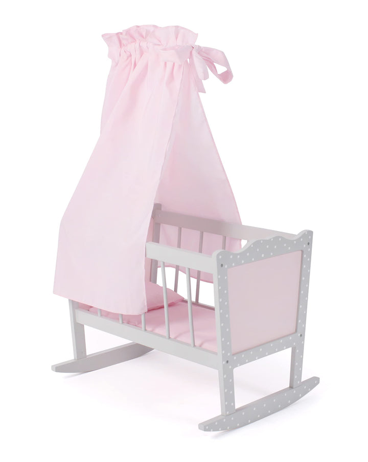 Bayer Chic 2000 - Puppenwiege, Wiege für Puppen, Puppenbett, Puppenmöbel, Puppenzubehör, Puntos grau