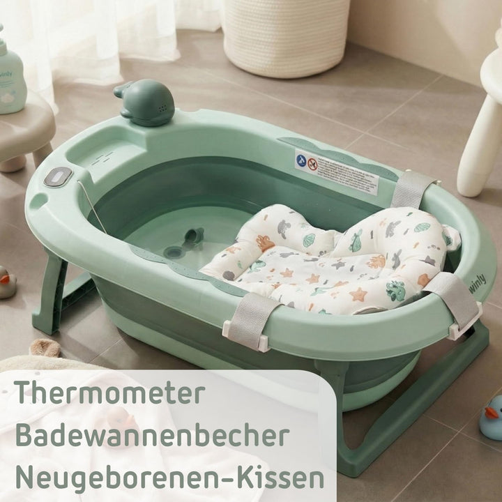 Twinly Bubbly – Faltbare 2-in-1-Baby-Badewanne – Ergonomisch verstellbare Höhe, abnehmbare Badewanne