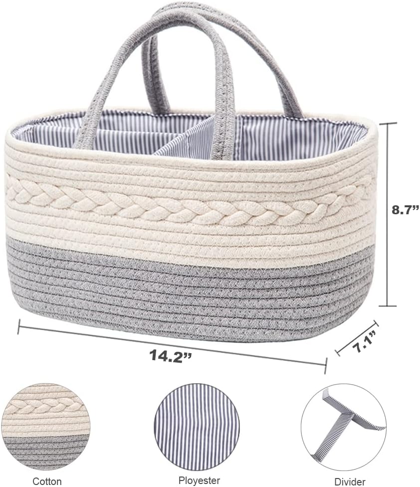 YeaYee Baby Windel Caddy Organizer，Multifunktionale Aufbewahrungsbox für Windeln， mit wechselbaren F